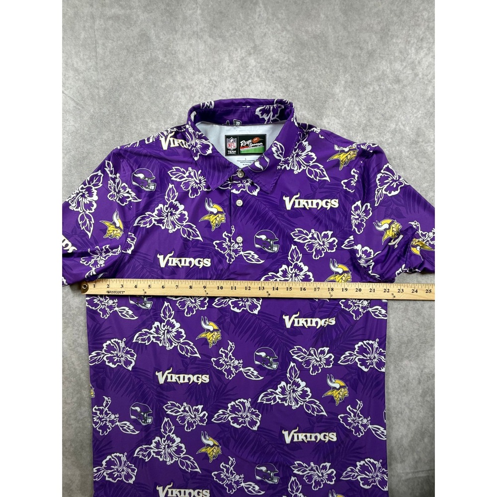 Reyn Spooner Minnesota Vikings Mens Large Polo Shirt Purple Pua Performance NFL - Picture 8 of 9